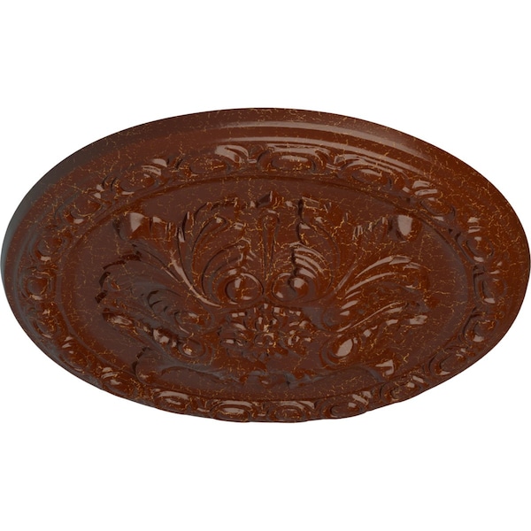 Stockport Ceiling Medallion, Hand-Painted Burnished Mahogany Crackle, 11 3/4OD X 3/8P